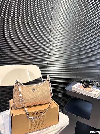 Colestore Coach Teri Shoulder Bag C Logo In Beige 24 x 13 cm