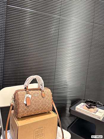 Colestore Coach Rowan Satchel In Signature Canvas Dark Brown 25 x 16 cm