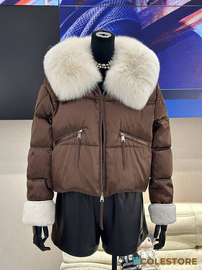 Colestore Max Mara Puff With Fur Coat Brown - 1