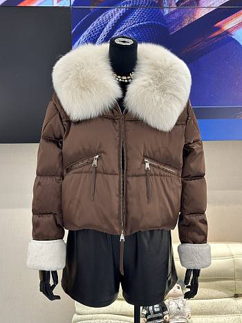Colestore Max Mara Puff With Fur Coat Brown