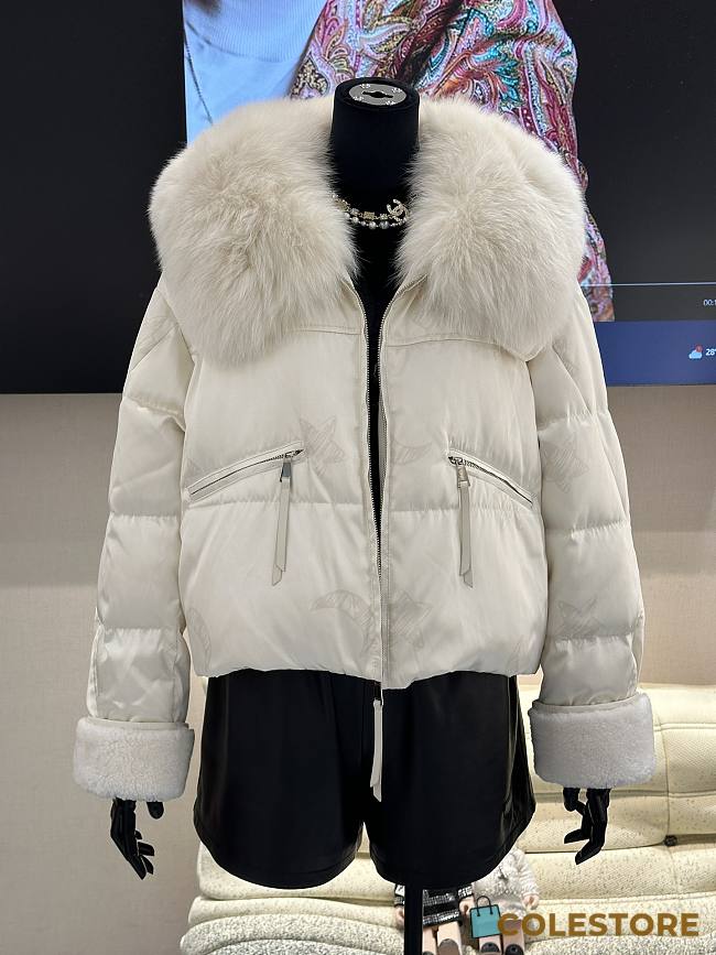 Colestore Max Mara Puff With Fur Coat White - 1