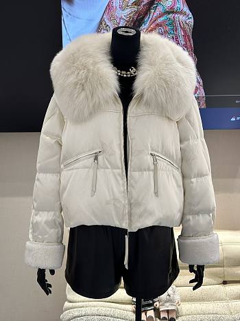 Colestore Max Mara Puff With Fur Coat White