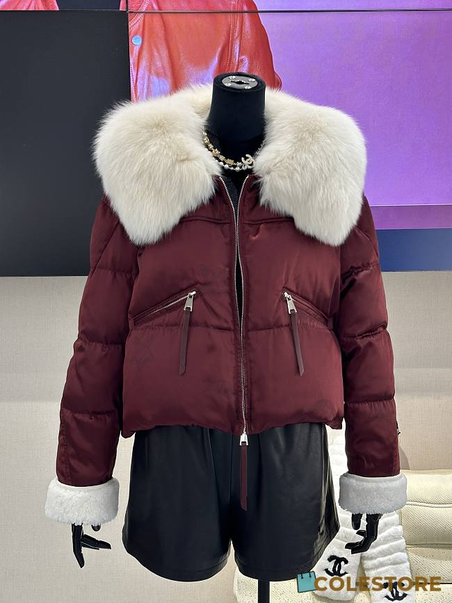 Colestore Max Mara Puff With Fur Coat Rouge - 1