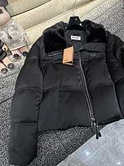 Colestore Miu Miu Puff Black Coat With Fur Collar For Winter - 3