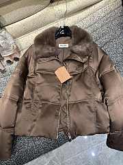 Colestore Miu Miu Puff Brown Coat With Fur Collar For Winter - 1