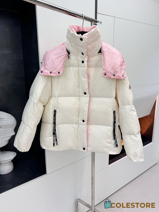 Colestore Moncler Reversible White And Pink Puff Jacked For Winter - 1