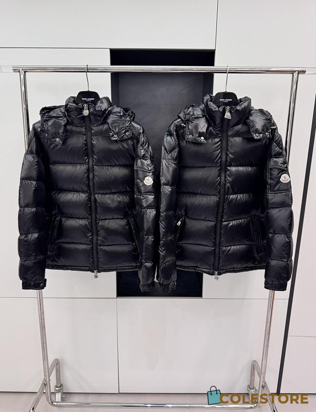 Colestore Moncler Puff Leather Jacked For Winter Black - 1