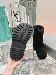 Colestore Balenciaga Suede With Fur High Boots Black - 3