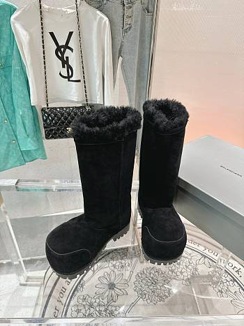Colestore Balenciaga Suede With Fur High Boots Black