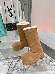 Colestore Balenciaga Suede With Fur High Boots Brown - 4