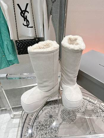 Colestore Balenciaga Suede With Fur High Boots White
