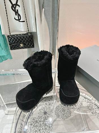 Colestore Balenciaga Suede With Fur Medium Boots Black