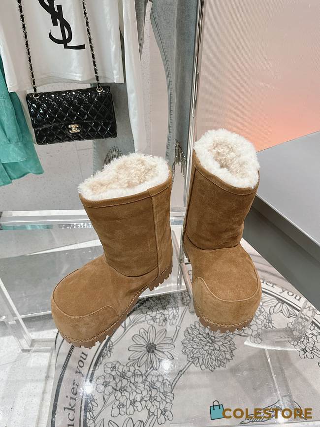 Colestore Balenciaga Suede With Fur Medium Boots Brown - 1