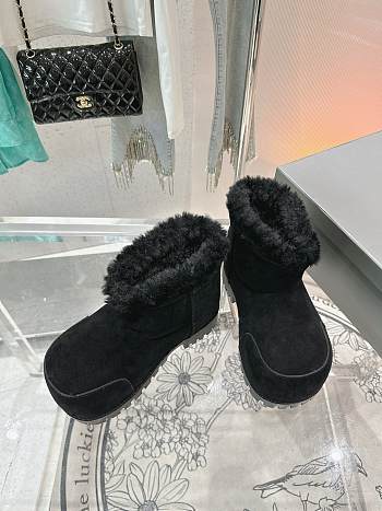 Colestore Balenciaga Suede With Fur Boots Black