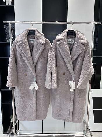 Colestore Max Mara Taddy Fur Long Coat Grey