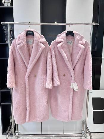 Colestore Max Mara Taddy Fur Long Coat Light Pink