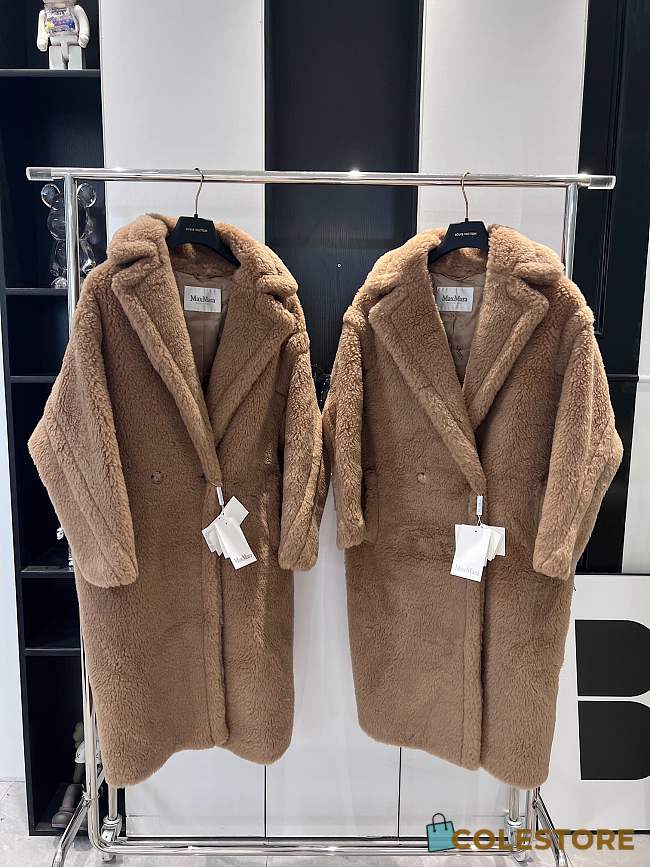 Colestore Max Mara Taddy Fur Long Coat Brown - 1