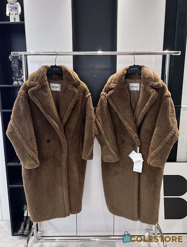 Colestore Max Mara Taddy Fur Long Coat Chocolate - 1