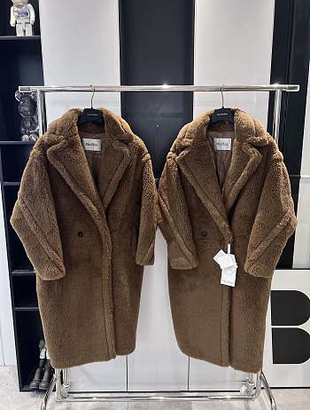 Colestore Max Mara Taddy Fur Long Coat Chocolate