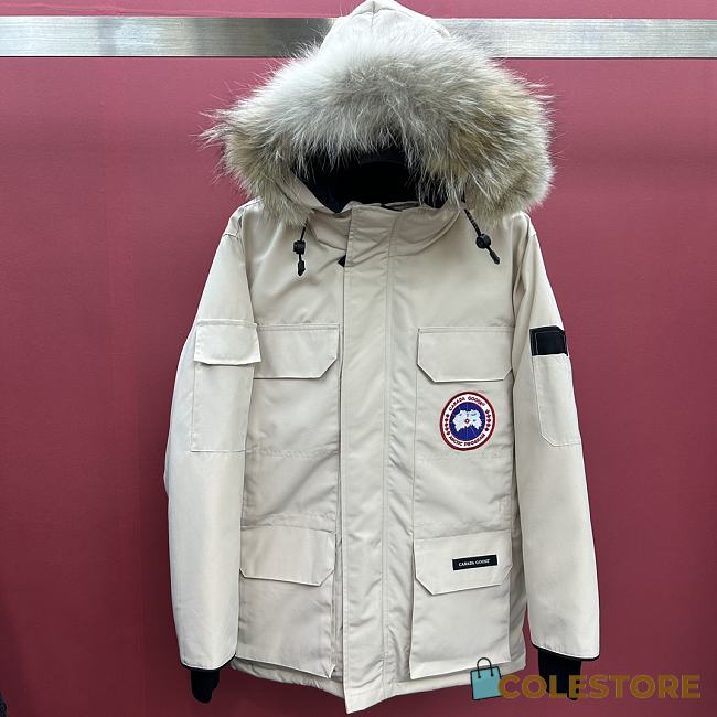 Colestore Canada Goose Men's Expedition Parka Fur Hat Beige - 1