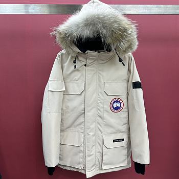 Colestore Canada Goose Men's Expedition Parka Fur Hat Beige