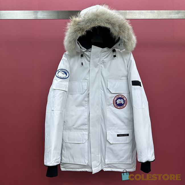 Colestore Canada Goose Women's Junction Down Parka Fur Hat White - 1