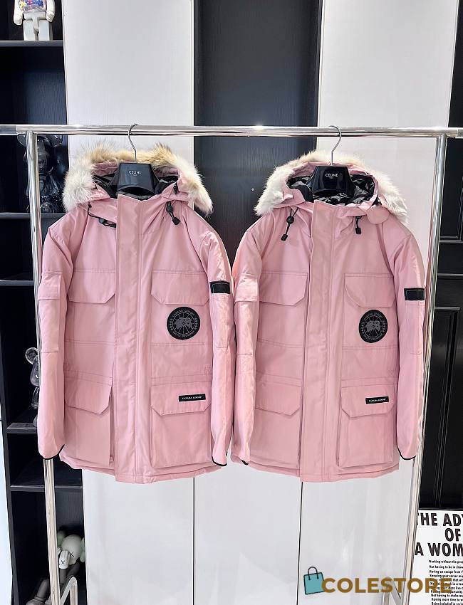 Colestore Canada Goose Pink Puffted And Fur Winter Coat  - 1