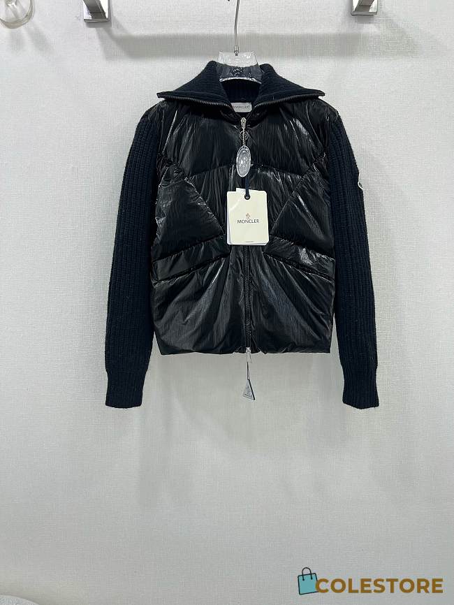 Colestore Moncler Ribbed Wool-blend And Quilted Shell Down Jacket Black - 1