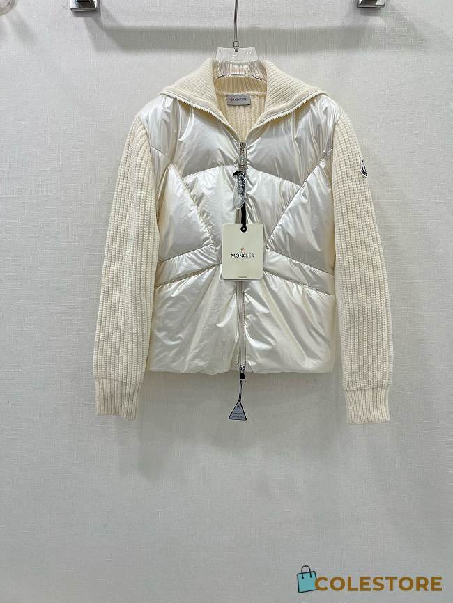 Colestore Moncler Ribbed Wool-blend And Quilted Shell Down Jacket White - 1