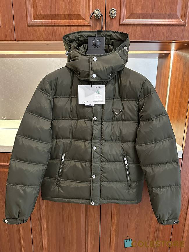 Colestore Cropped Re-Nylon down jacket Green - 1