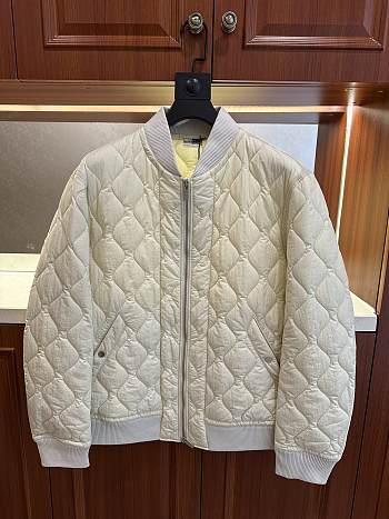 Colestore Burberry Quilted Nylon Bomber Jacket White