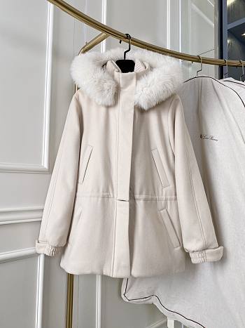 Colestore Loropiana Winter Long Coat With Fur Hat Beige
