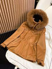 Colestore Loropiana Winter Long Coat With Fur Hat Brown - 1