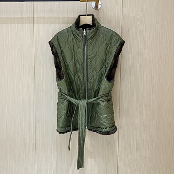 Colestore Loropiana Short Puffer Fur Reversable Green/ Brown