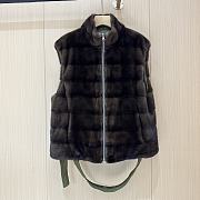 Colestore Loropiana Short Puffer Fur Reversable Green/ Brown - 5