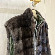 Colestore Loropiana Short Puffer Fur Reversable Green/ Brown - 3