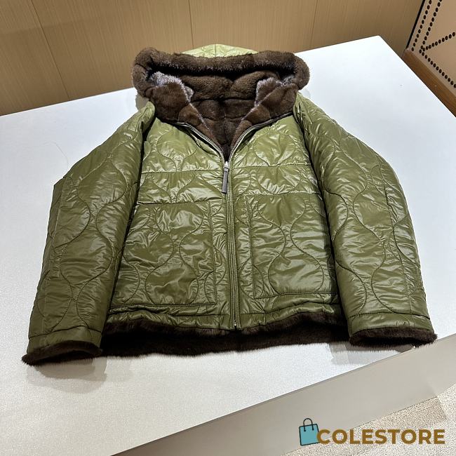 Colestore Loro Piana Puffer Fur Reversable Green/ Brown - 1