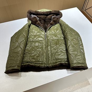 Colestore Loro Piana Puffer Fur Reversable Green/ Brown