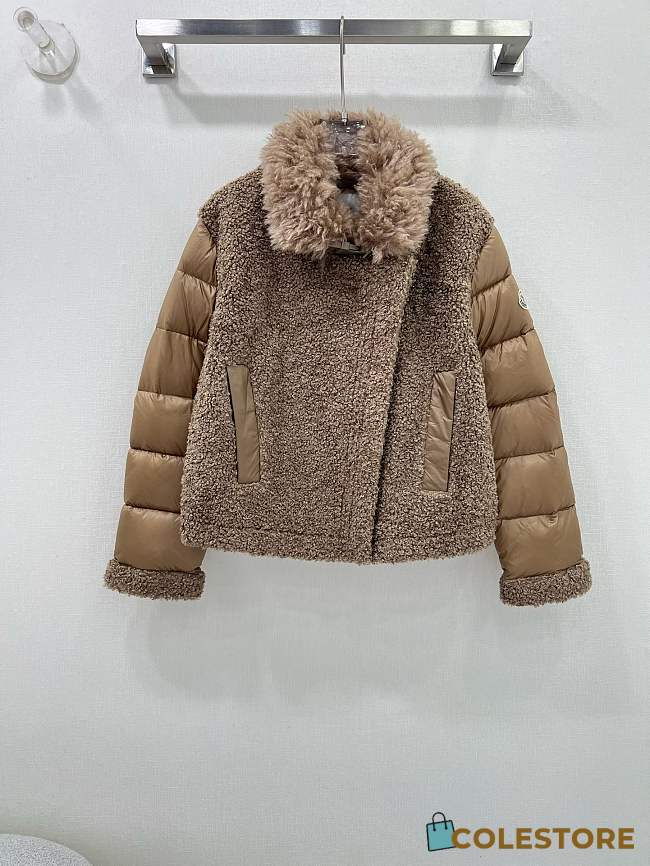 Colestore Moncler Puffer Fur Jacket Brown - 1