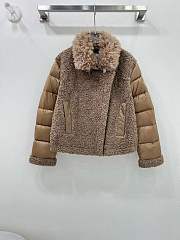 Colestore Moncler Puffer Fur Jacket Brown - 1