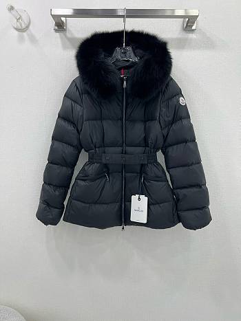 Colestore Moncler Women's Boed Down Jacket with Shearling Hood Trim Black