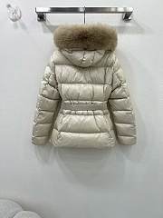 Colestore Moncler Women's Boed Down Jacket with Shearling Hood Trim Black White - 6
