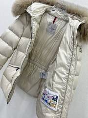 Colestore Moncler Women's Boed Down Jacket with Shearling Hood Trim Black White - 4