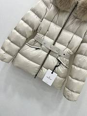 Colestore Moncler Women's Boed Down Jacket with Shearling Hood Trim Black White - 5