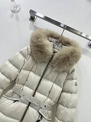 Colestore Moncler Women's Boed Down Jacket with Shearling Hood Trim Black White - 2