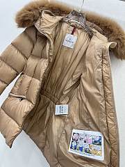 Colestore Moncler Women's Boed Down Jacket with Shearling Hood Trim Brown - 6