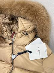 Colestore Moncler Women's Boed Down Jacket with Shearling Hood Trim Brown - 3