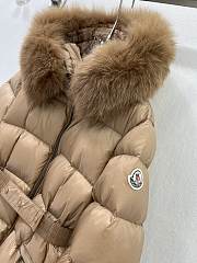 Colestore Moncler Women's Boed Down Jacket with Shearling Hood Trim Brown - 4