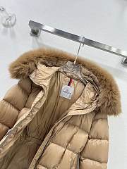 Colestore Moncler Women's Boed Down Jacket with Shearling Hood Trim Brown - 2