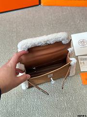 Colestore Hermes Kelly Desordre Beige Suede With White Fur 22 x 15 cm - 6